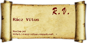 Rácz Vitus névjegykártya